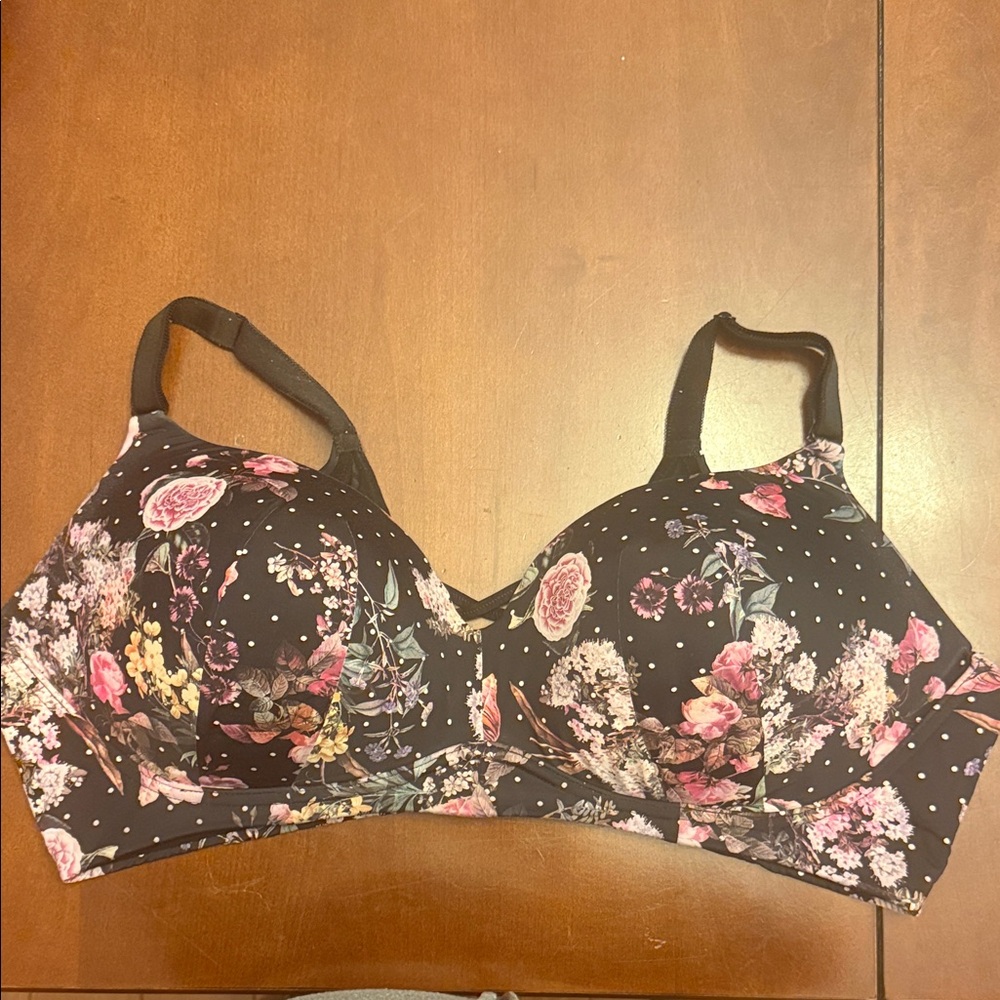 Torrid Curve Floral Print Black Bra